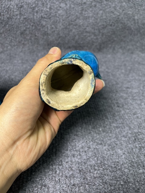 古玩陶瓷孔雀藍釉公雞塑像一對真品鑒賞圖