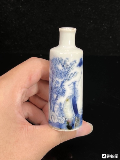 古玩陶瓷青花釉里紅山水鼻煙壺真品鑒賞圖