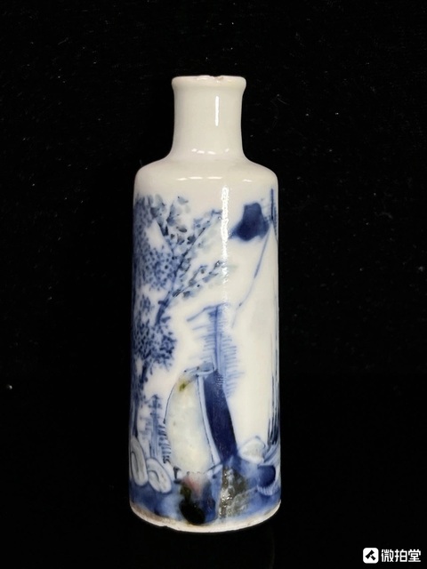 古玩陶瓷青花釉里紅山水鼻煙壺真品鑒賞圖