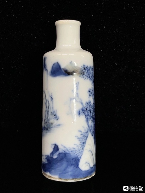 古玩陶瓷青花釉里紅山水鼻煙壺真品鑒賞圖