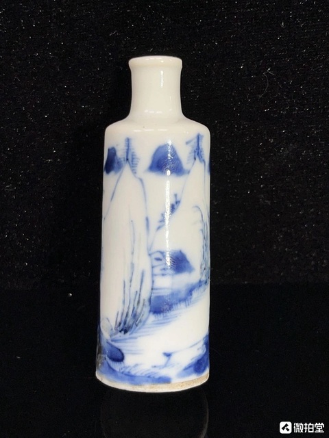 古玩陶瓷青花釉里紅山水鼻煙壺真品鑒賞圖