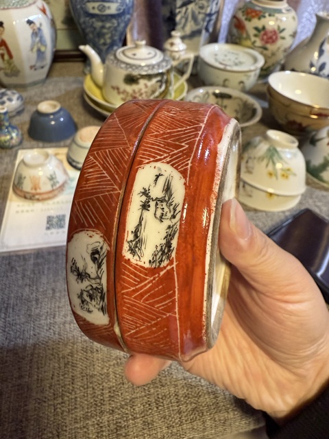 古玩陶瓷創(chuàng)匯墨彩山水人物印盒拍賣，當(dāng)前價(jià)格3888元