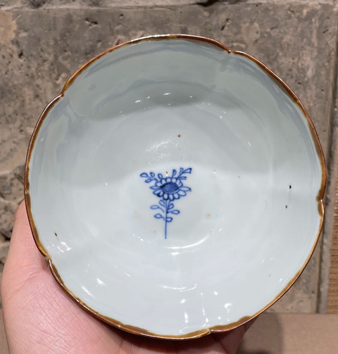 古玩陶瓷松竹梅詩紋青花花口碗真品鑒賞圖