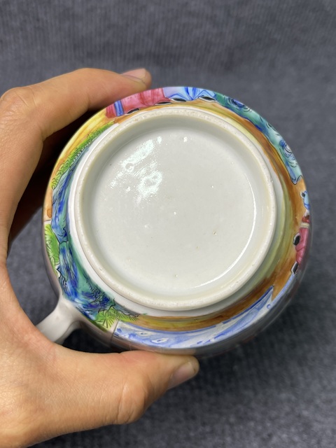 古玩陶瓷廣彩人物故事紋大把杯拍賣，當前價格1988元