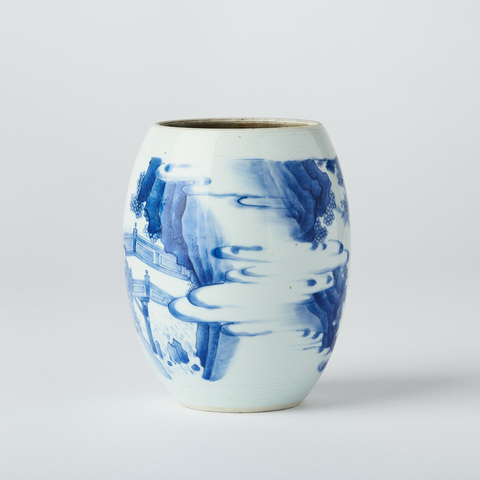 古玩陶瓷人物紋青花蓮子罐真品鑒賞圖