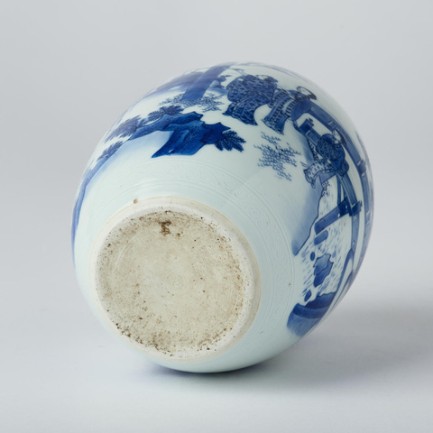 古玩陶瓷人物紋青花蓮子罐真品鑒賞圖