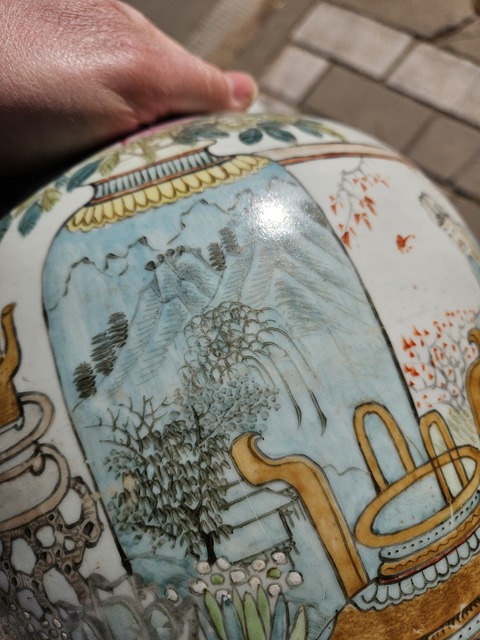 古玩陶瓷淺絳博古人物將軍罐真品鑒賞圖