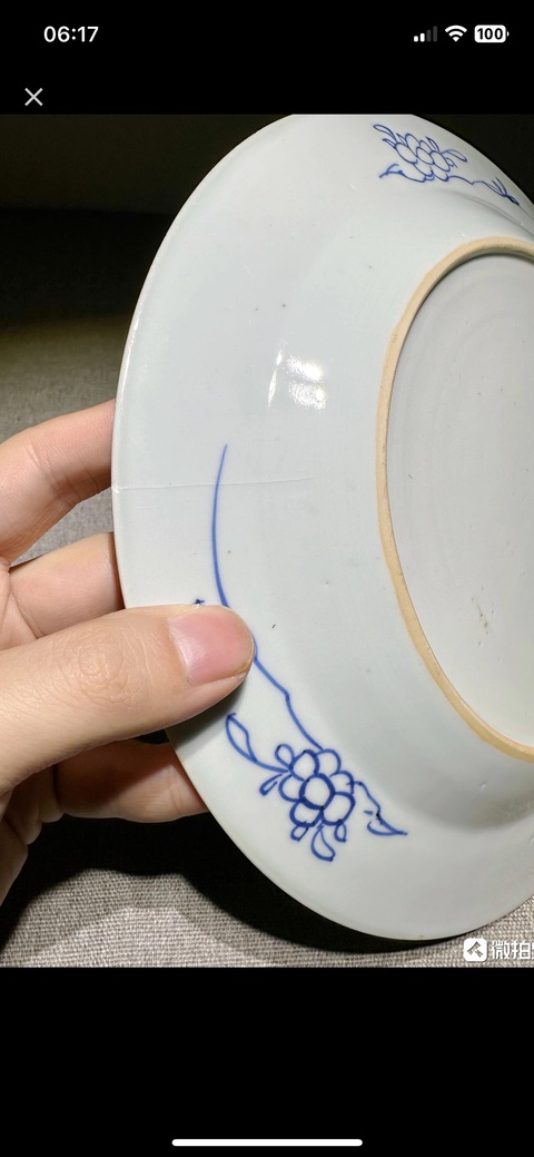 古玩陶瓷清早期 青花博古花卉紋盤真品鑒賞圖