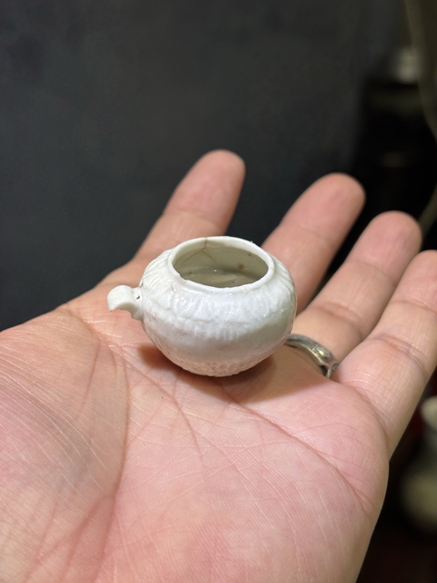 古玩陶瓷湖田青白釉鳥食罐真品鑒賞圖