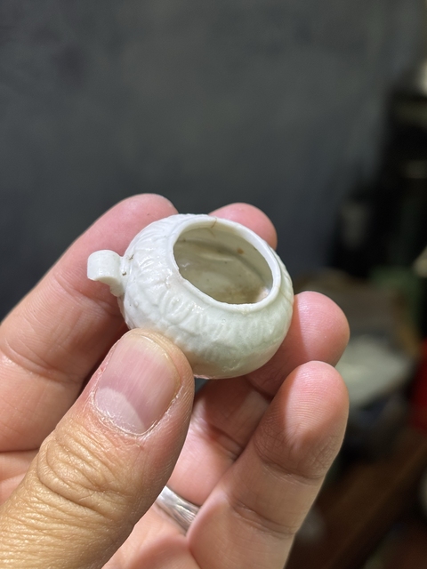 古玩陶瓷湖田青白釉鳥食罐真品鑒賞圖