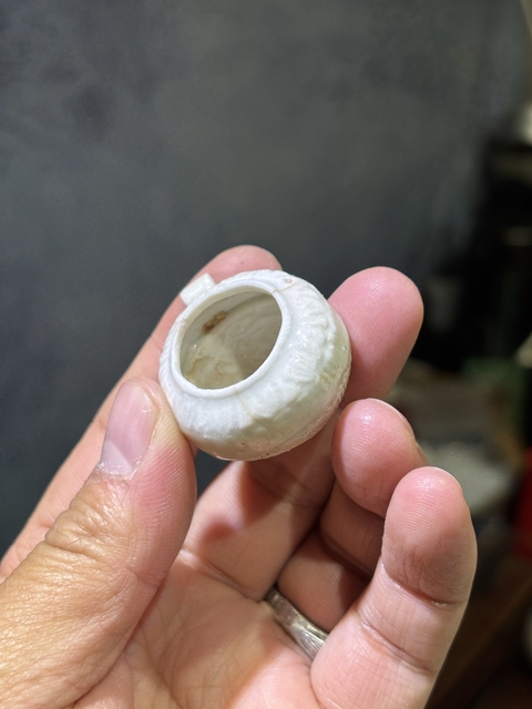 古玩陶瓷湖田青白釉鳥食罐真品鑒賞圖