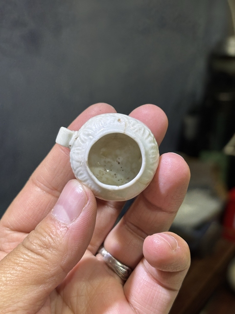 古玩陶瓷湖田青白釉鳥食罐真品鑒賞圖