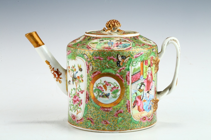 古玩陶瓷清晚·廣彩開窗人物花鳥紋壺真品鑒賞圖