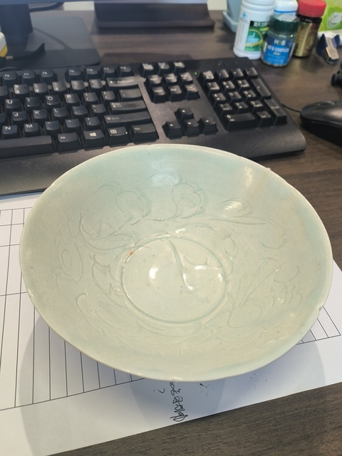 古玩陶瓷湖田窯青白釉刻花碗真品鑒賞圖