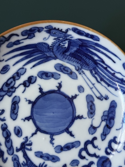 古玩陶瓷龍鳳紋青花盤真品鑒賞圖