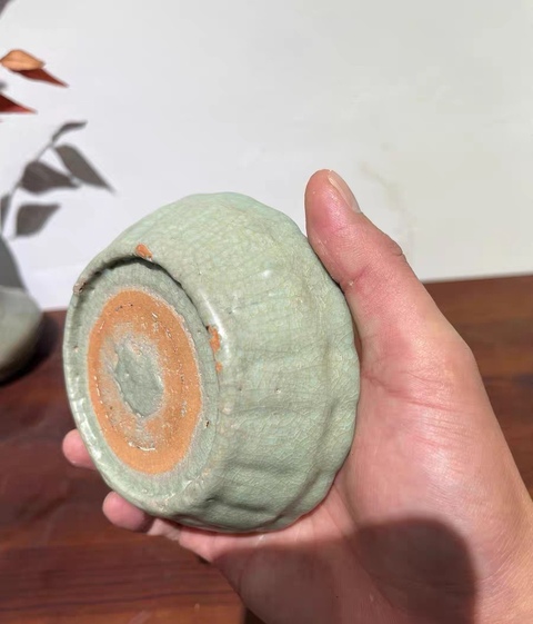 古玩陶瓷元代龍泉蔗段洗真品鑒賞圖