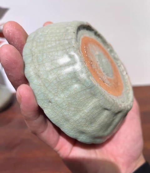 古玩陶瓷元代龍泉蔗段洗真品鑒賞圖