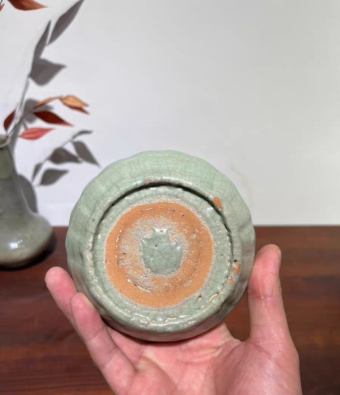 古玩陶瓷元代龍泉蔗段洗真品鑒賞圖