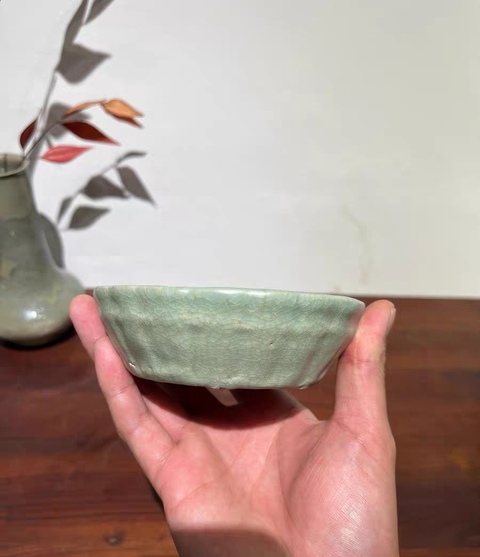 古玩陶瓷元代龍泉蔗段洗真品鑒賞圖