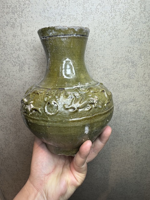 古玩陶瓷漢·綠釉跑獸瓶拍賣，當前價格1396元