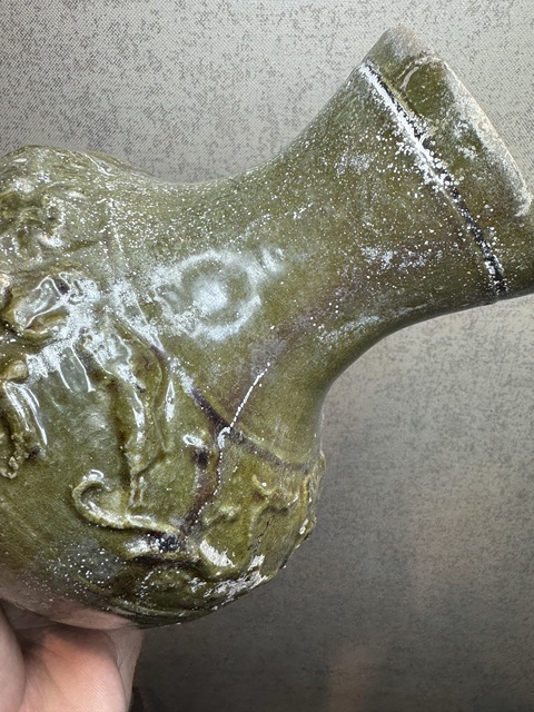 古玩陶瓷漢·綠釉跑獸瓶拍賣，當前價格1396元