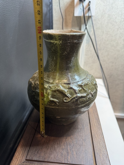 古玩陶瓷漢·綠釉跑獸瓶拍賣，當前價格1396元