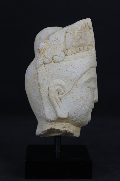 古玩雜項漢白石佛頭真品鑒賞圖