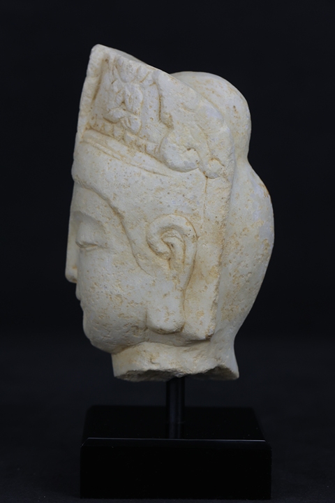 古玩雜項漢白石佛頭真品鑒賞圖