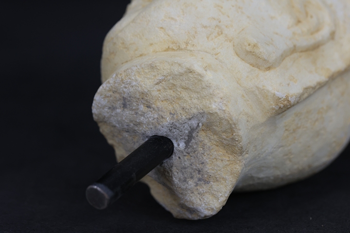 古玩雜項漢白石佛頭真品鑒賞圖