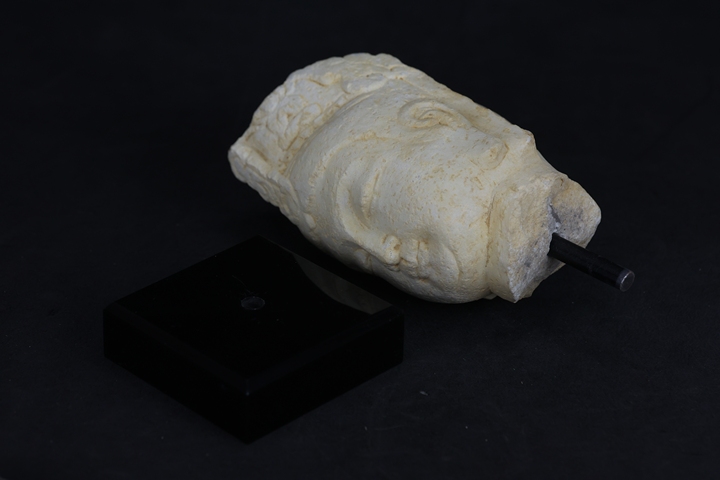 古玩雜項漢白石佛頭真品鑒賞圖