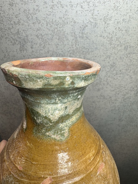 古玩陶瓷漢·二道釉刻花瓶真品鑒賞圖