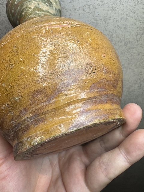 古玩陶瓷漢·二道釉刻花瓶真品鑒賞圖