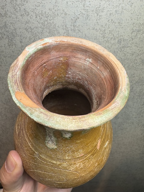 古玩陶瓷漢·二道釉刻花瓶真品鑒賞圖