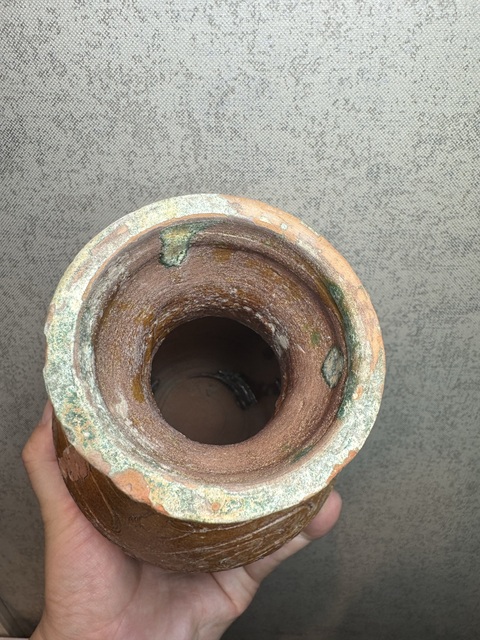 古玩陶瓷漢·水波紋釉陶瓶真品鑒賞圖