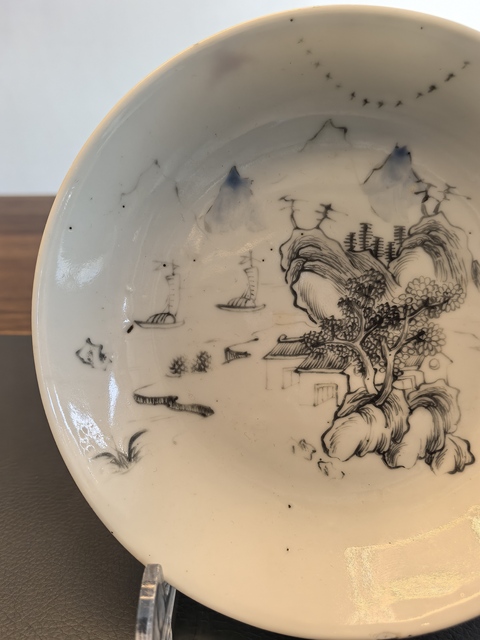 古玩陶瓷道光墨彩盤真品鑒賞圖