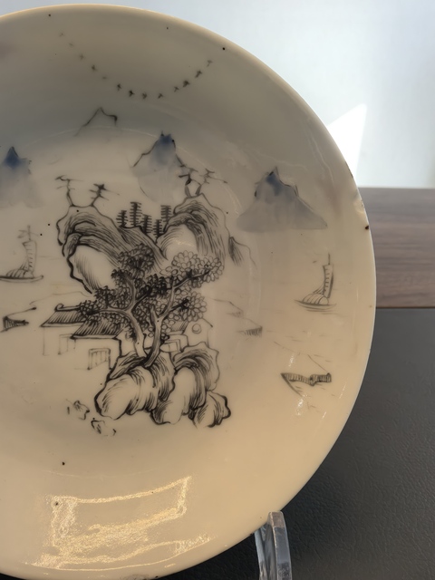 古玩陶瓷道光墨彩盤真品鑒賞圖