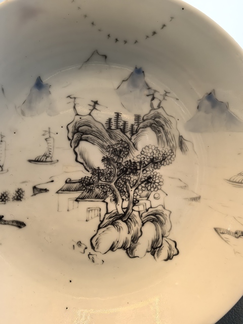 古玩陶瓷道光墨彩盤真品鑒賞圖