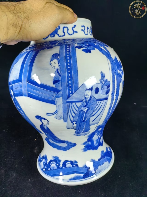 古玩陶瓷光緒青花將軍罐真品鑒賞圖