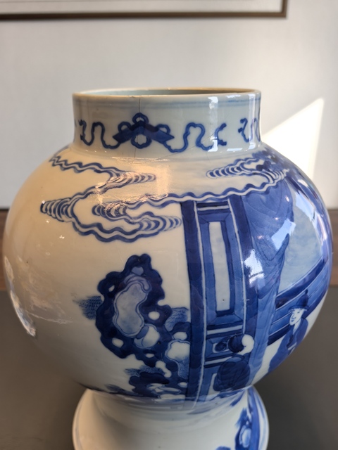 古玩陶瓷光緒青花將軍罐真品鑒賞圖