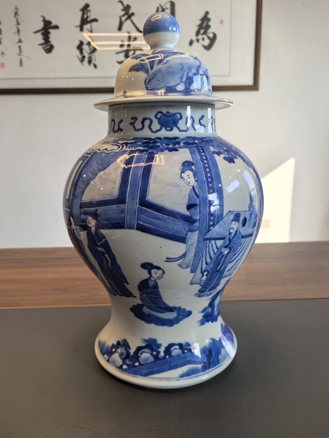 古玩陶瓷光緒青花將軍罐真品鑒賞圖