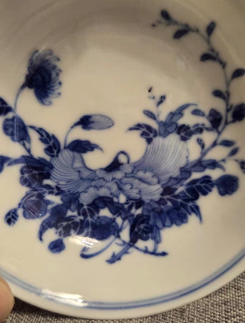 古玩陶瓷清光緒 青花花卉紋盤真品鑒賞圖