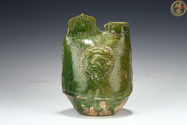 古玩陶瓷遼綠釉皮囊壺真品鑒賞圖