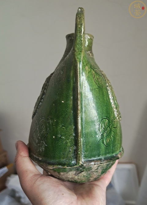 古玩陶瓷遼綠釉皮囊壺真品鑒賞圖