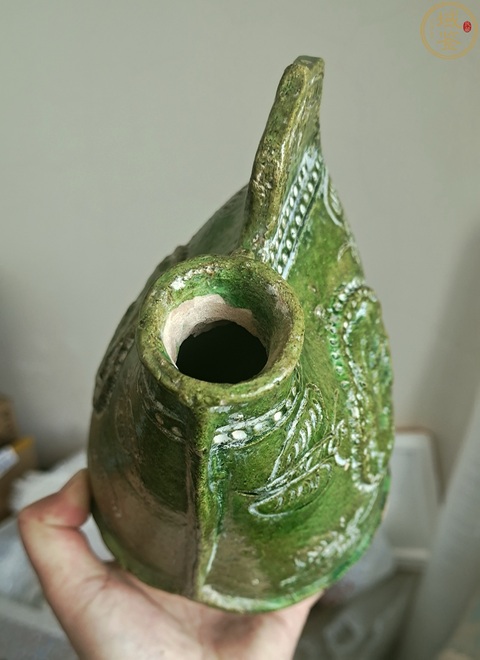 古玩陶瓷遼綠釉皮囊壺真品鑒賞圖