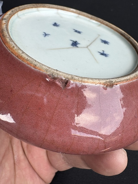 古玩陶瓷紅釉鐋鑼洗真品鑒賞圖