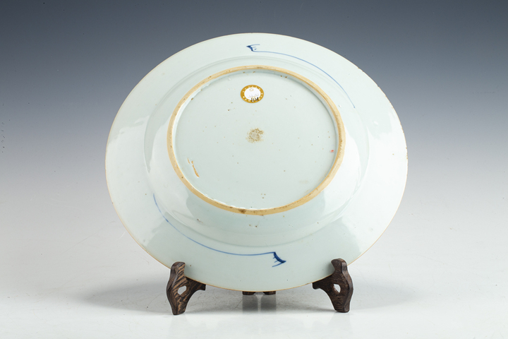 古玩陶瓷清康熙·青花博古花卉紋折沿盤真品鑒賞圖