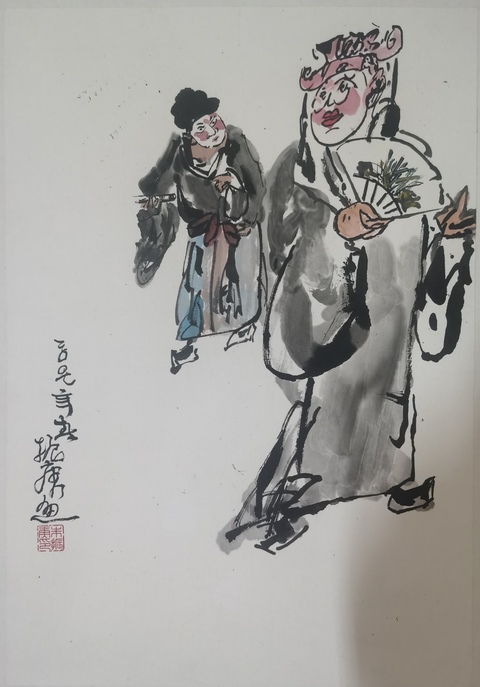 古玩字畫朱振庚戲曲人物真品鑒賞圖