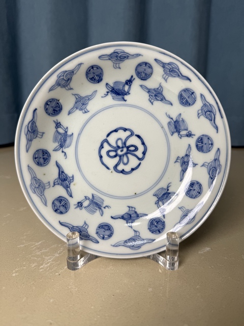 古玩陶瓷日本江戶青花云鶴紋盤真品鑒賞圖