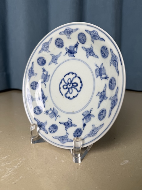 古玩陶瓷日本江戶青花云鶴紋盤真品鑒賞圖