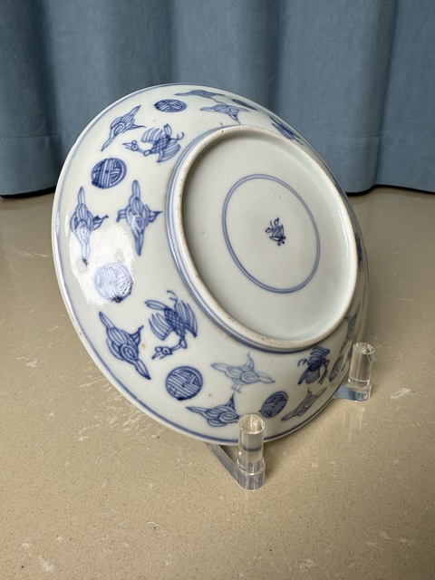 古玩陶瓷日本江戶青花云鶴紋盤真品鑒賞圖